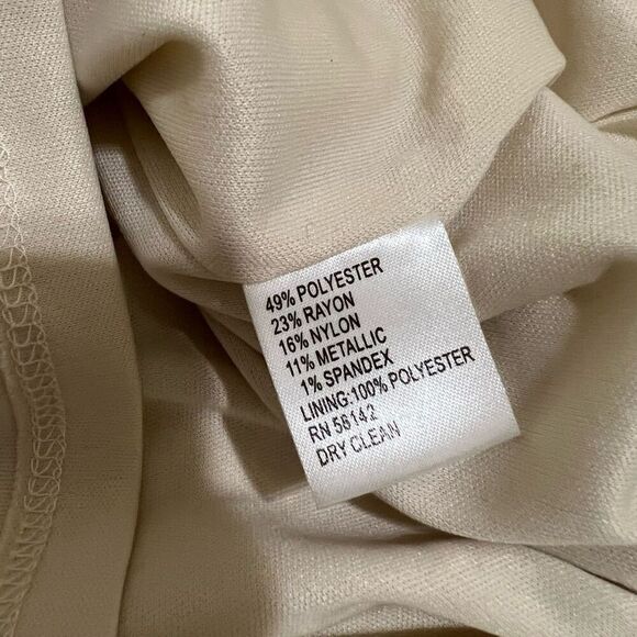 MAGGY LONDON Size 6 Metallic Gold White Sheath Dress Small - Picture 12 of 14